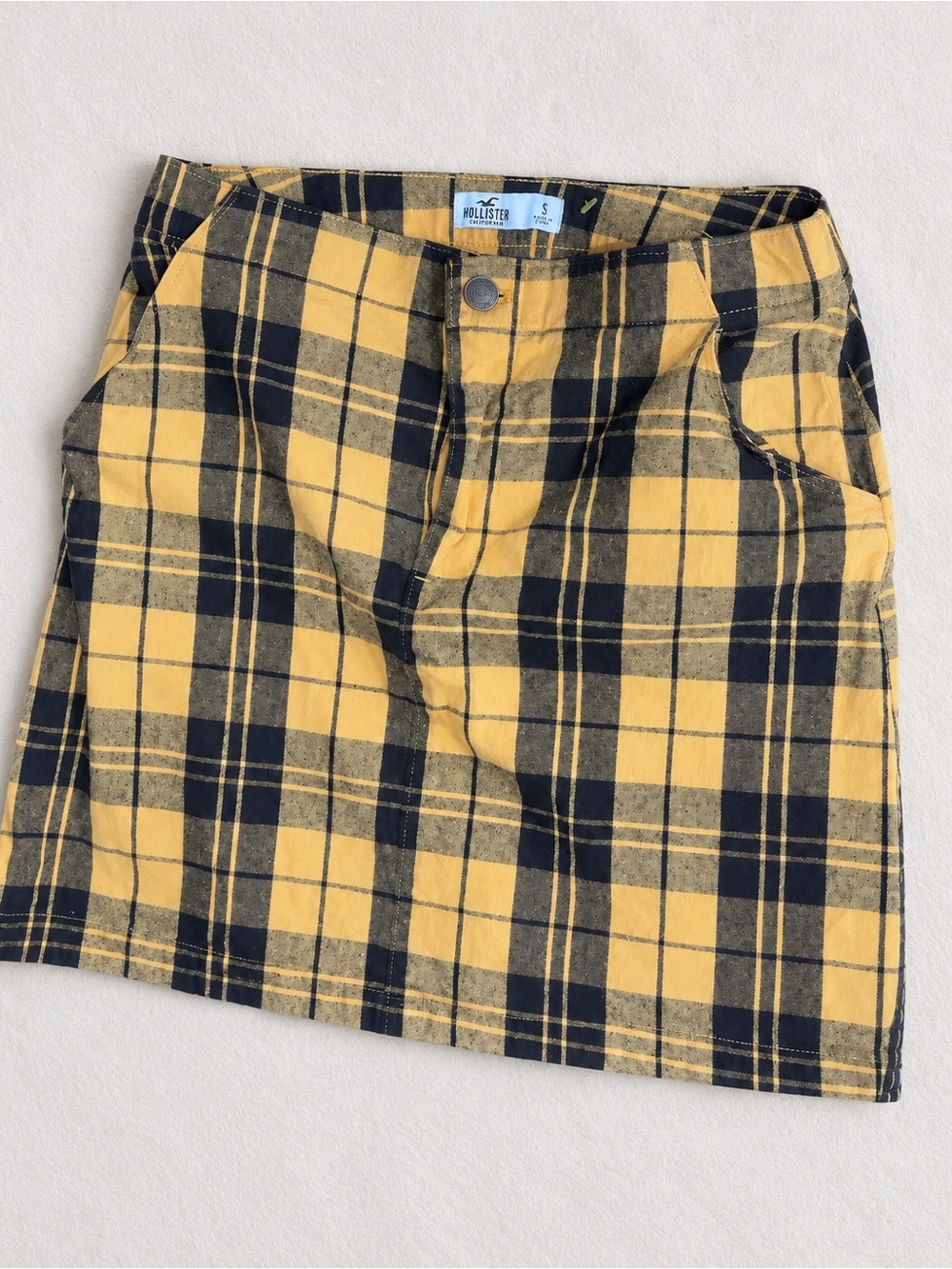 Hollister Y2K Yellow Plaid Mini Skirt Size S Clueless Preppy 2000s